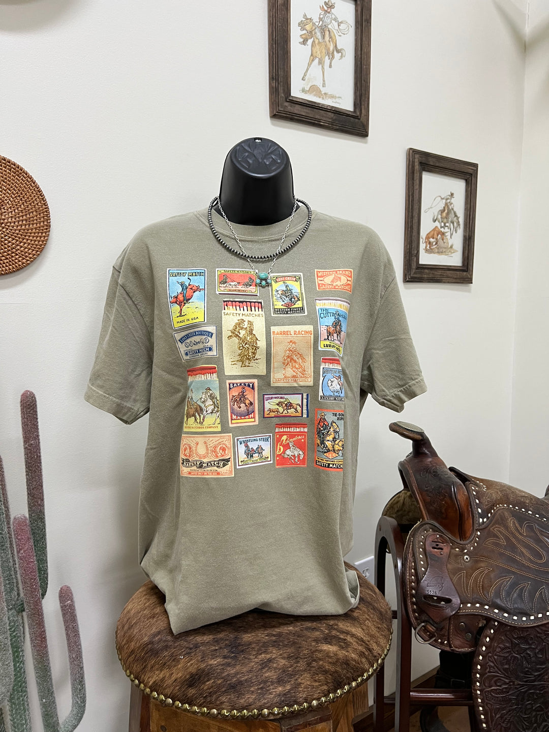 Rodeo Event Matchbook T-Shirt-Khaki