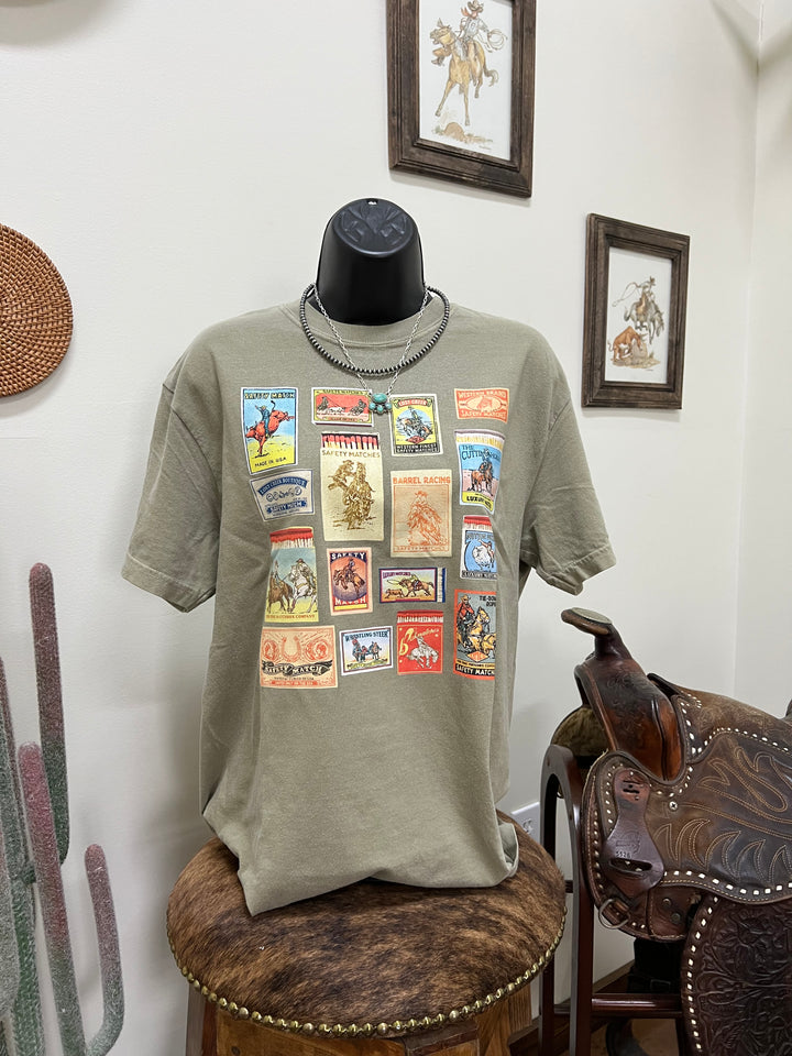 Rodeo Event Matchbook T-Shirt-Khaki