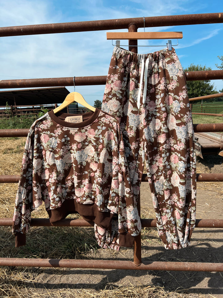 Mocha Floral Sweat Set