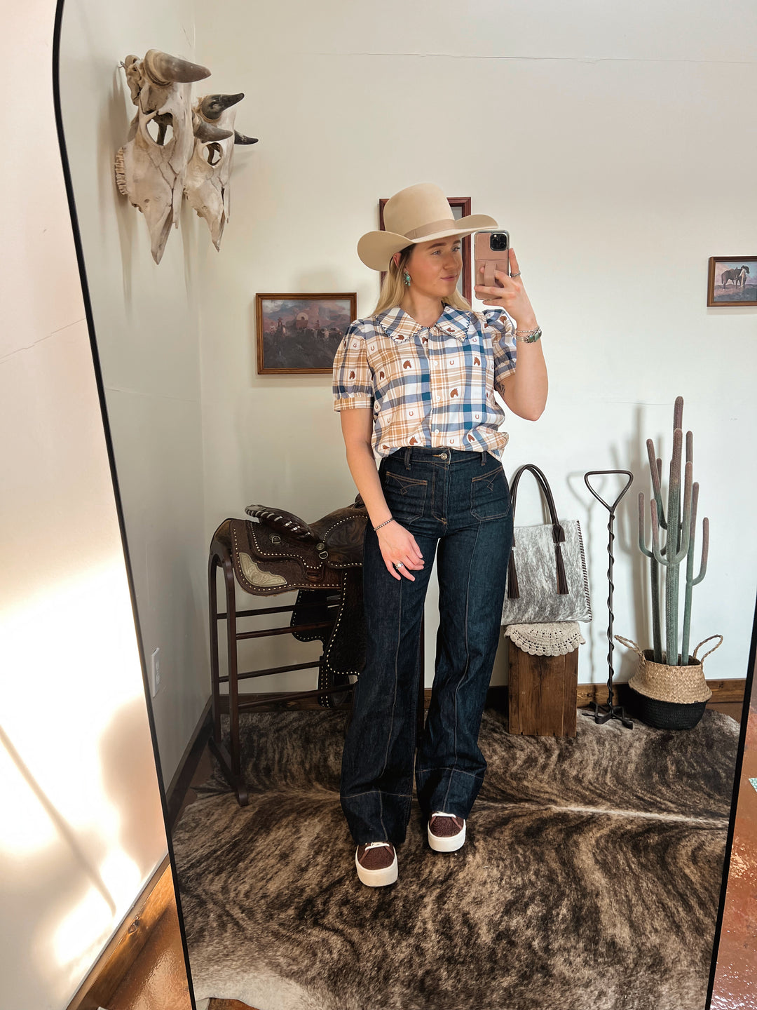 Plaid Horse Top