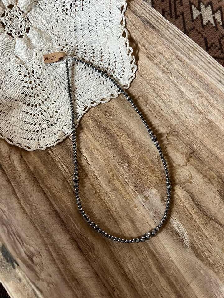 Graduated Sterling Silver Pearl Necklace-22”