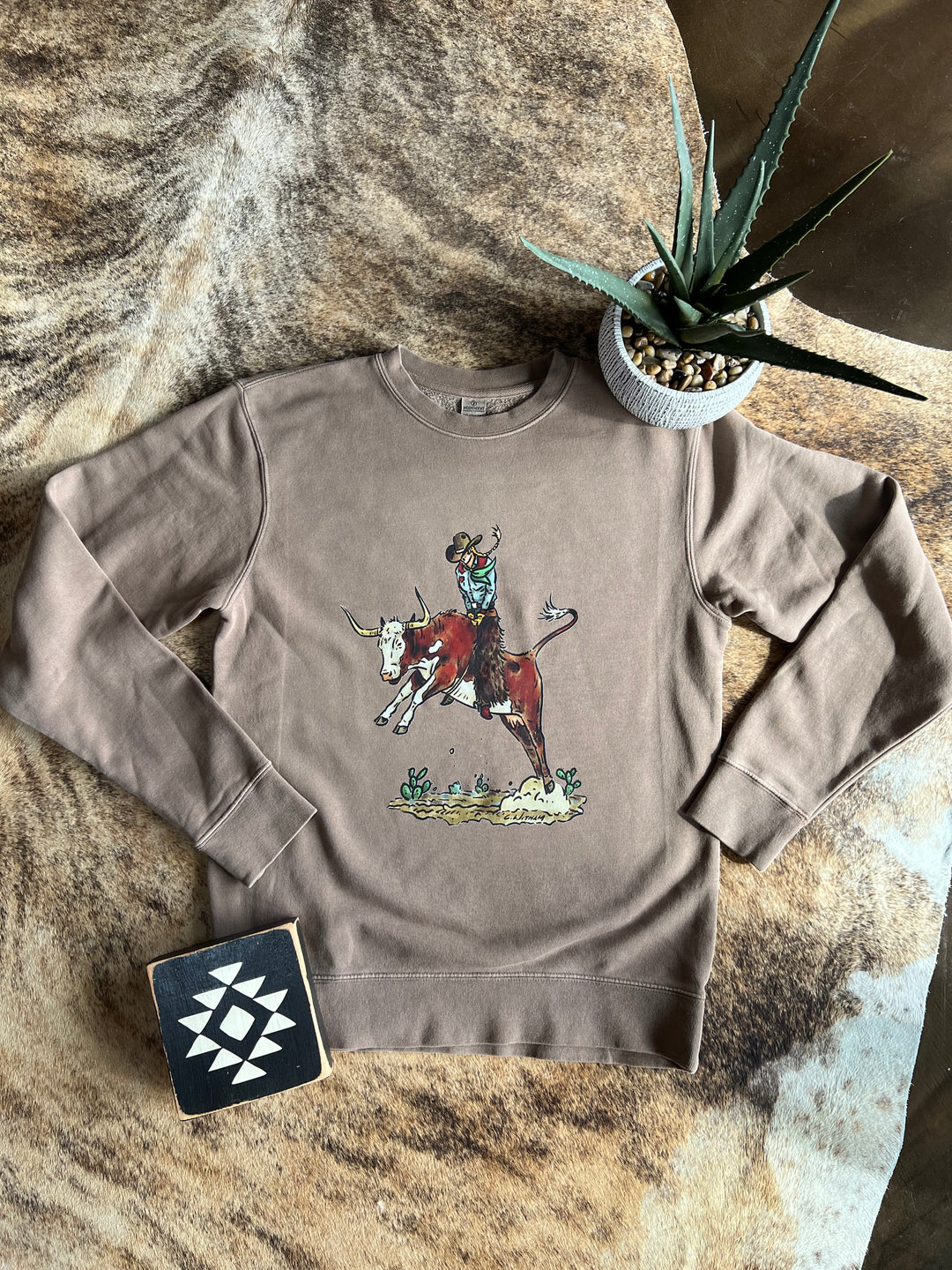 Rowdy Cowgal Crewneck-Mocha