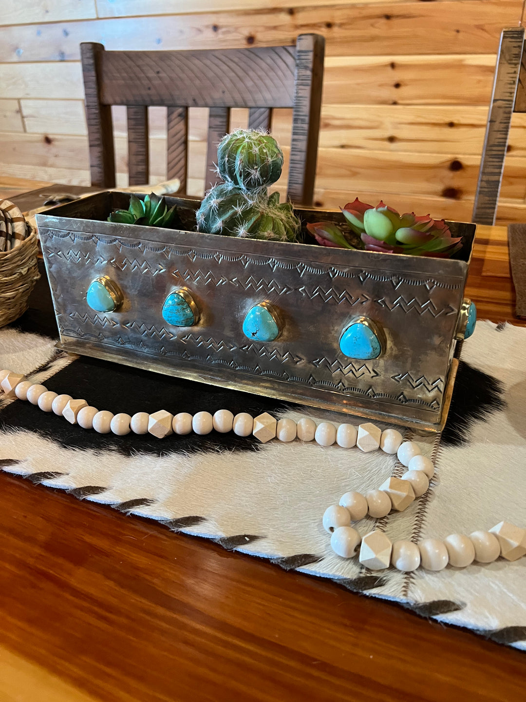 Stamped Turquoise Planter