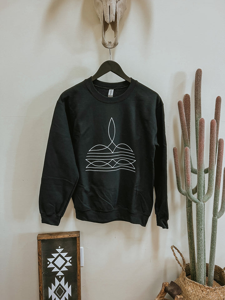 Boot Stitch Crewneck-Black