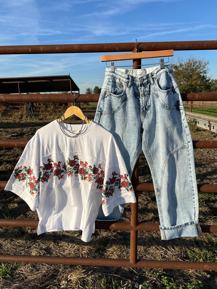 Cross Stitched Rosie Top