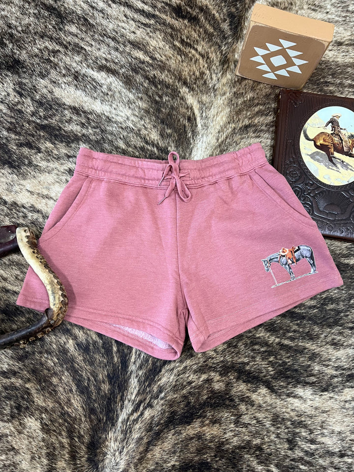 Gray Cowpony Shorts-Mauve