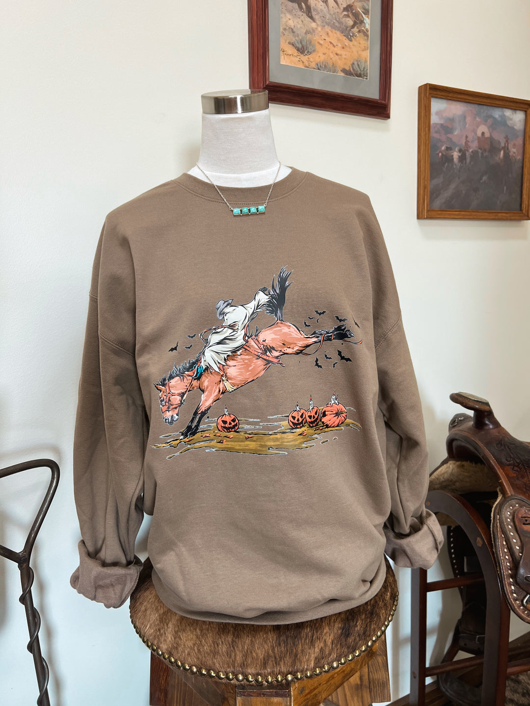 Buckin’ Spooky Crewneck-Mocha