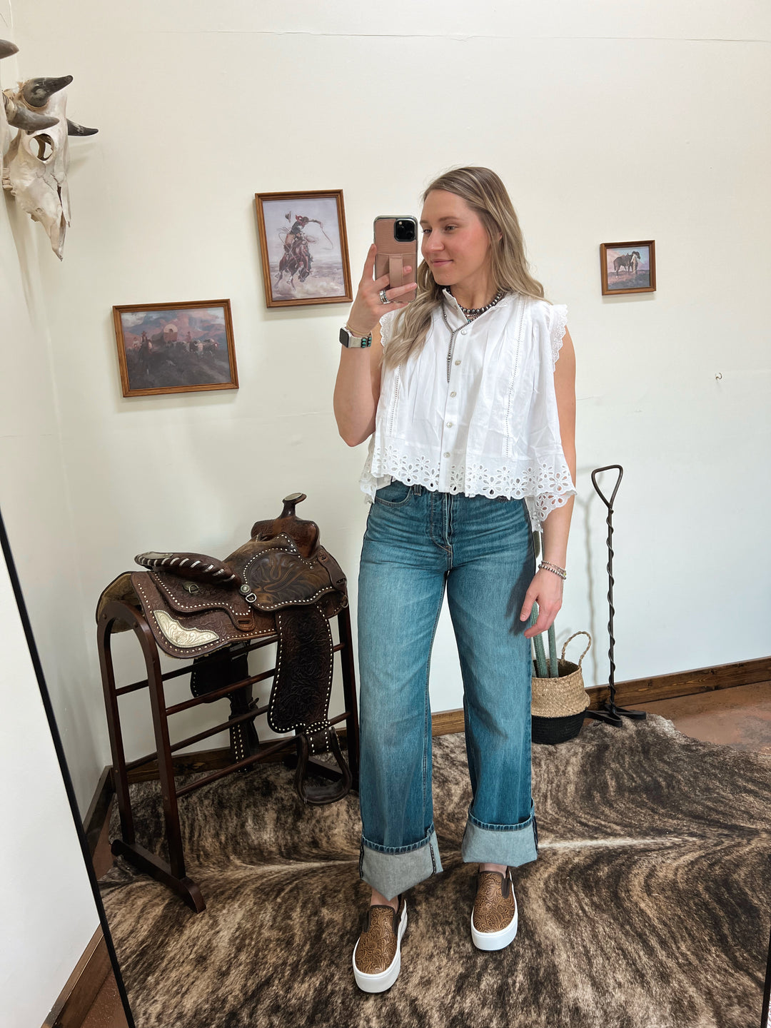 Cottage Grace Eyelet Tank