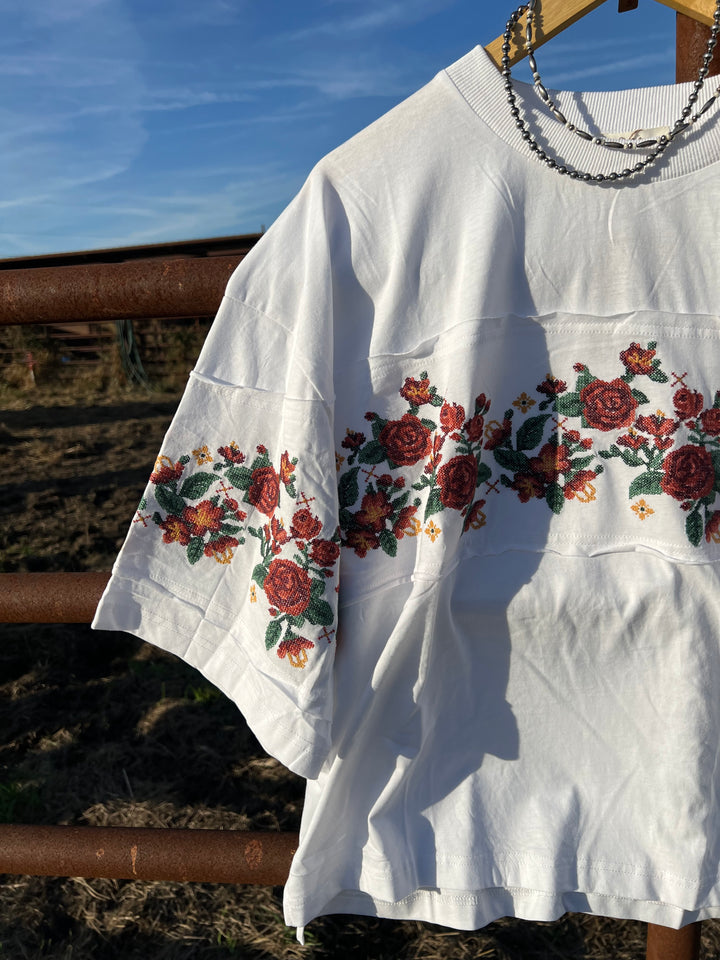 Cross Stitched Rosie Top
