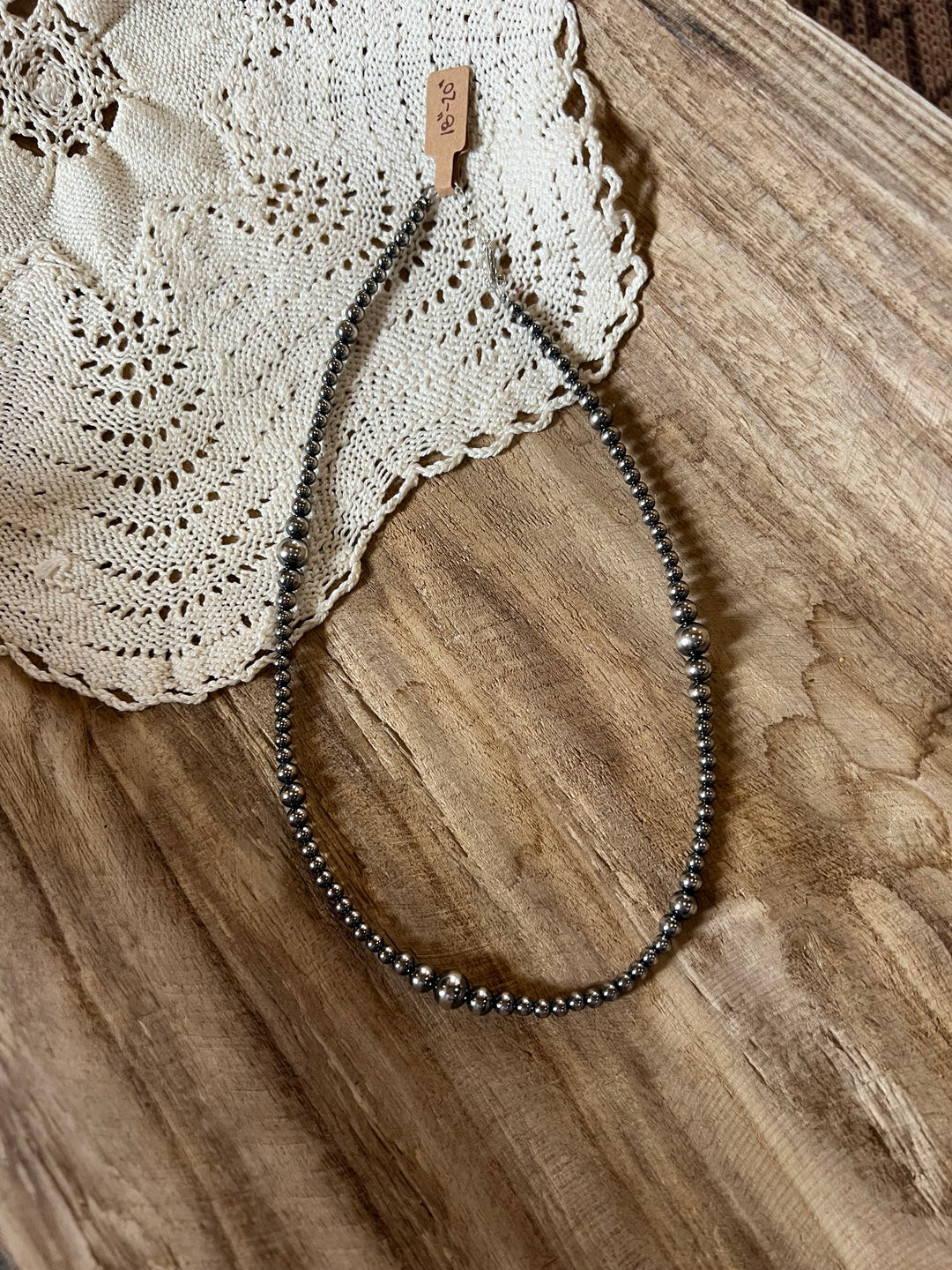 Graduated Sterling Silver Pearl Necklace-18”
