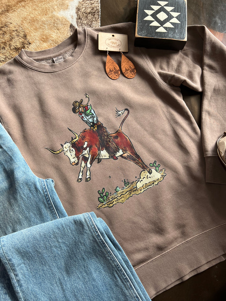 Rowdy Cowgal Crewneck-Mocha