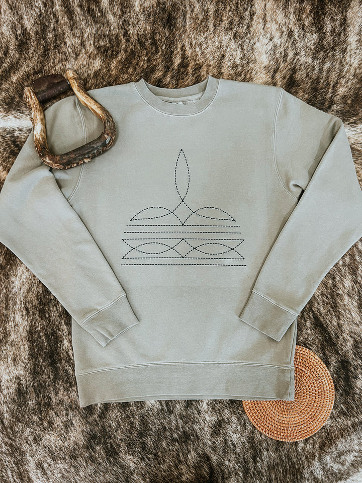 Boot Stitch Crewneck-Concrete