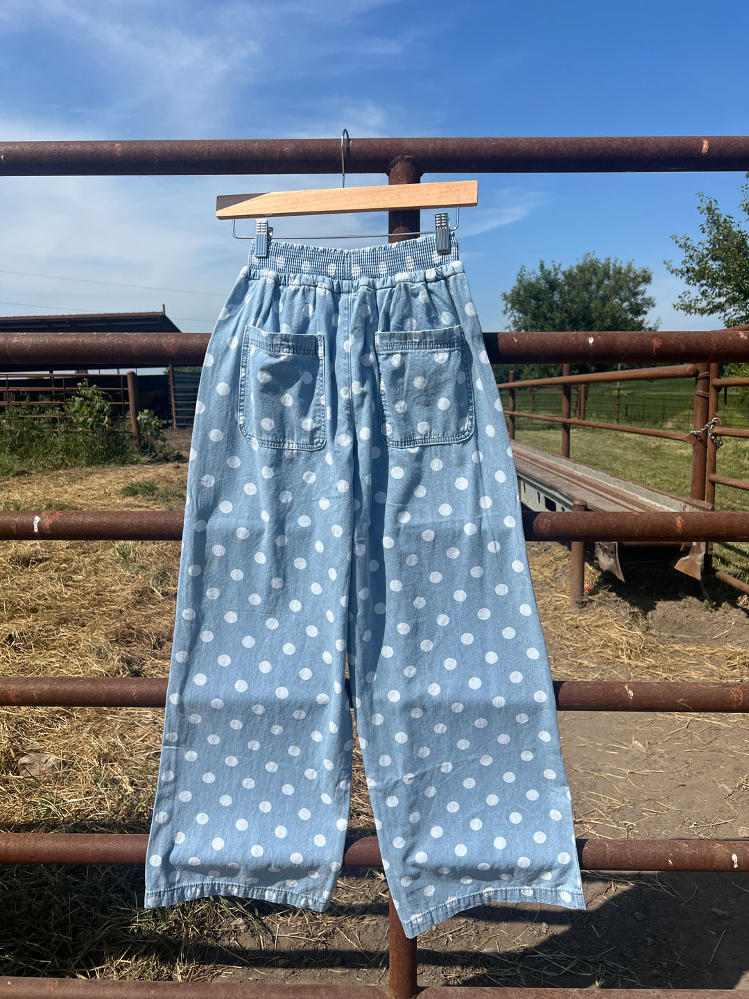 Denim Polka Dot Pants