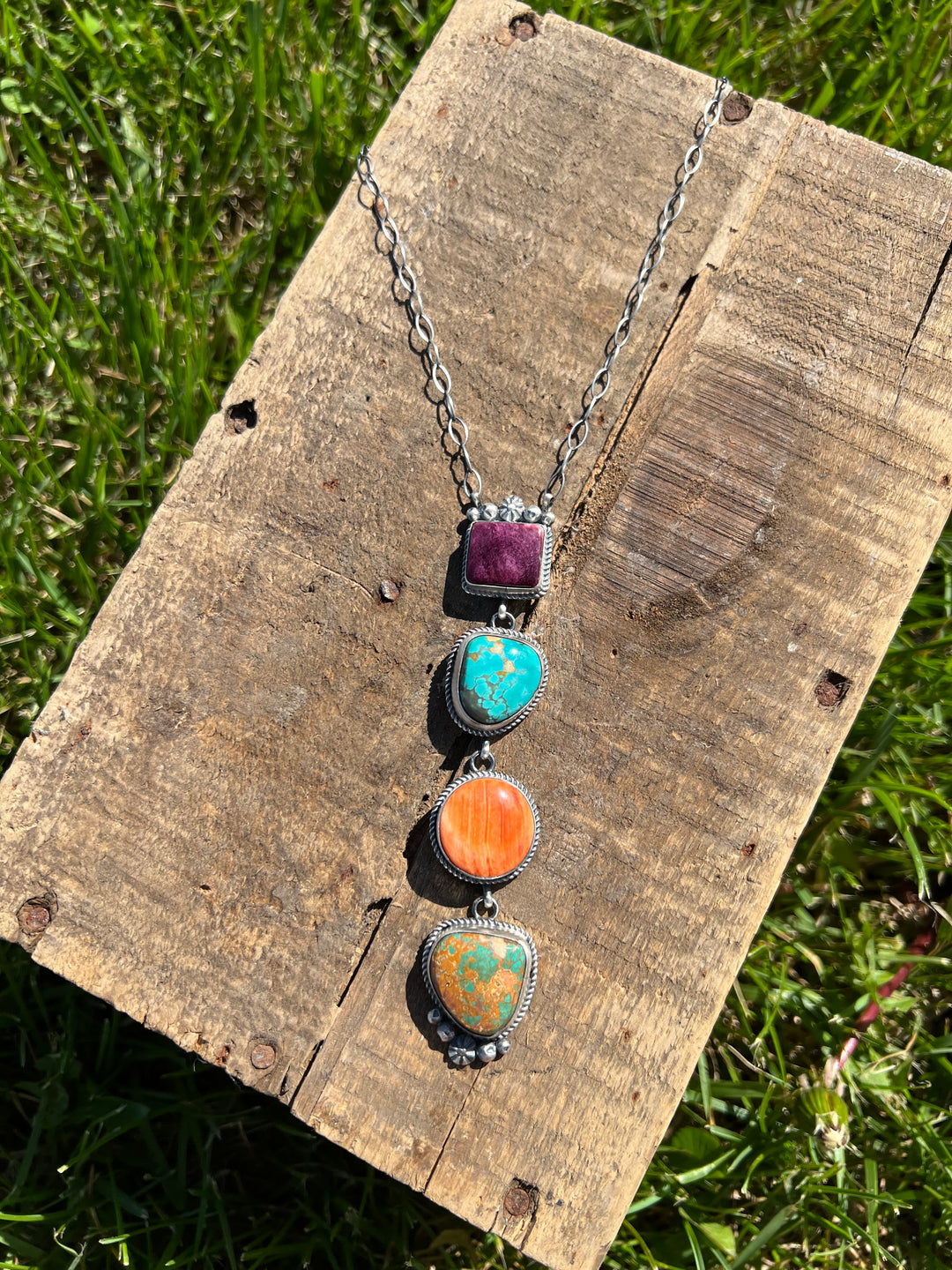 Multi Stone Lariat Necklace