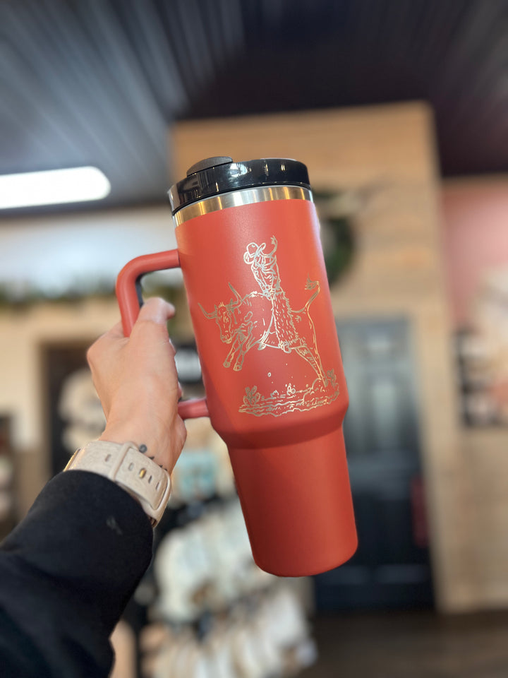 Rowdy CowGirl Tumbler- Rust