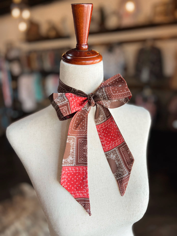 Brown & Red Bandana Patch Twilly