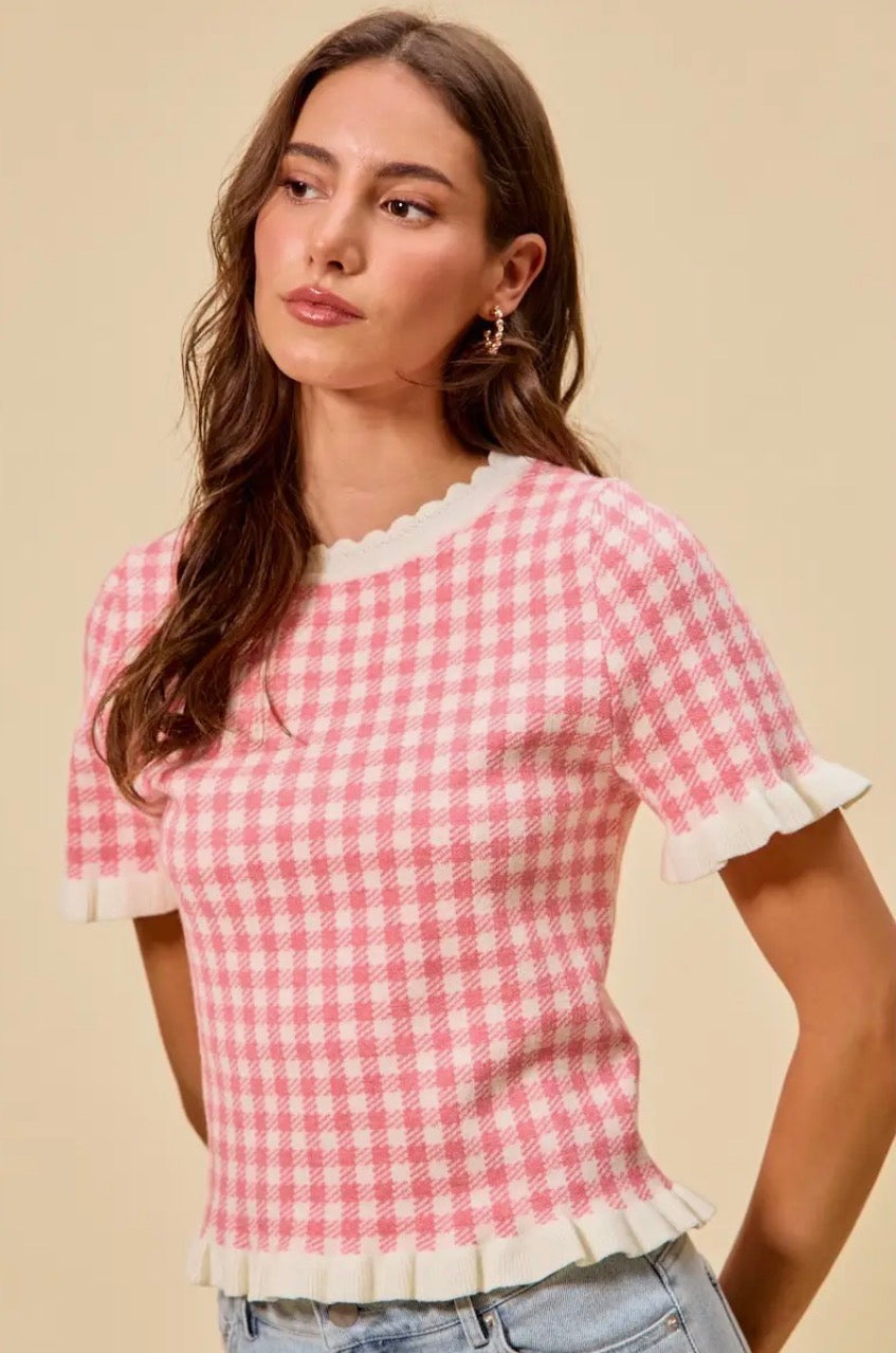 Gingham Sweater Top
