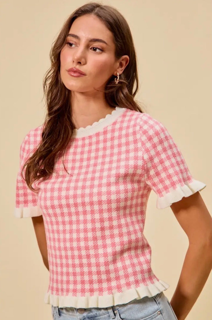 Gingham Sweater Top