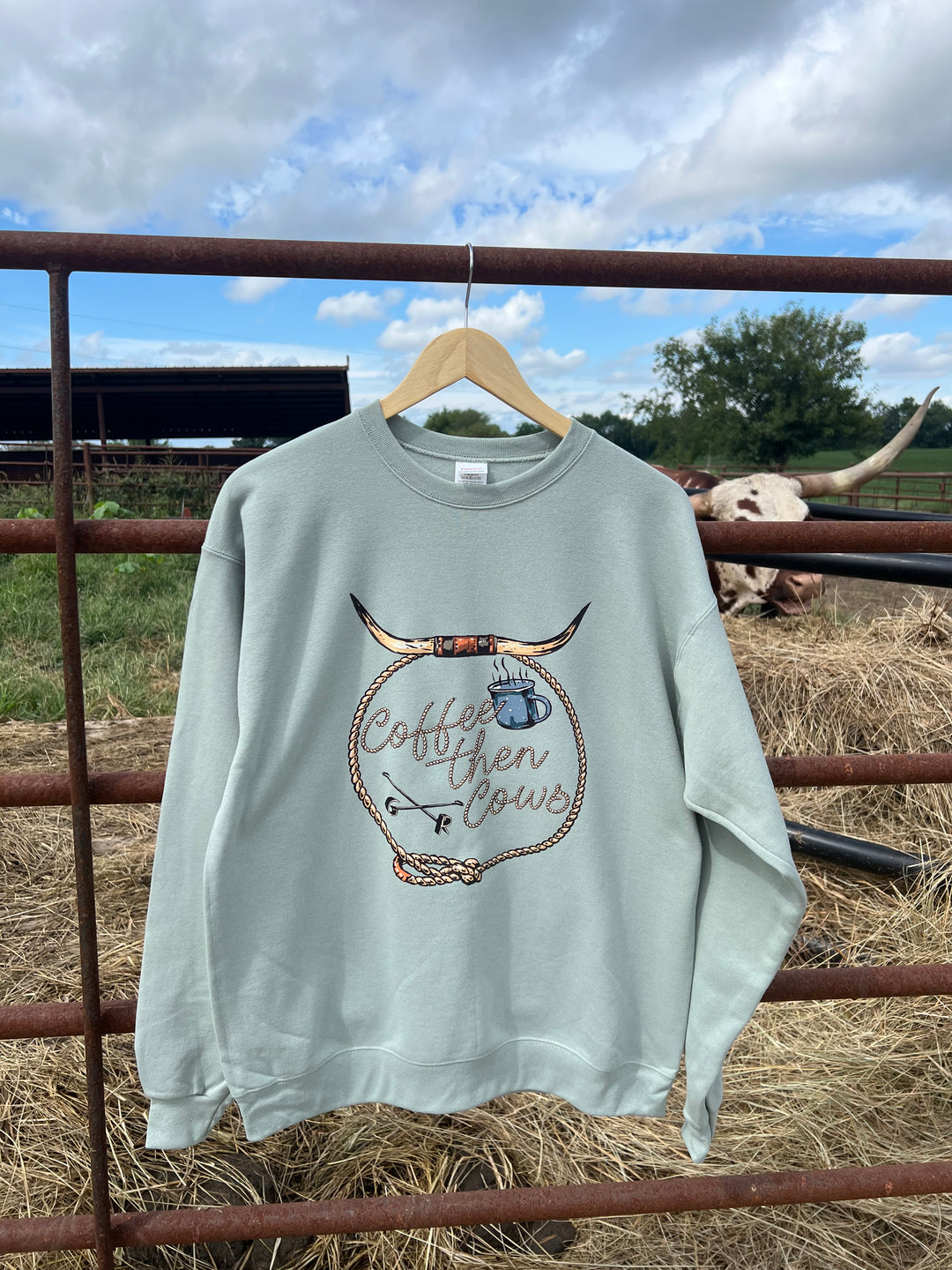 Coffee Then Cows Crewneck{Multiple Colors}