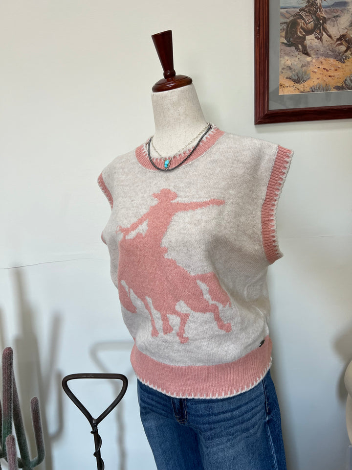 Pink Buckin’ Horse Sweater Vest