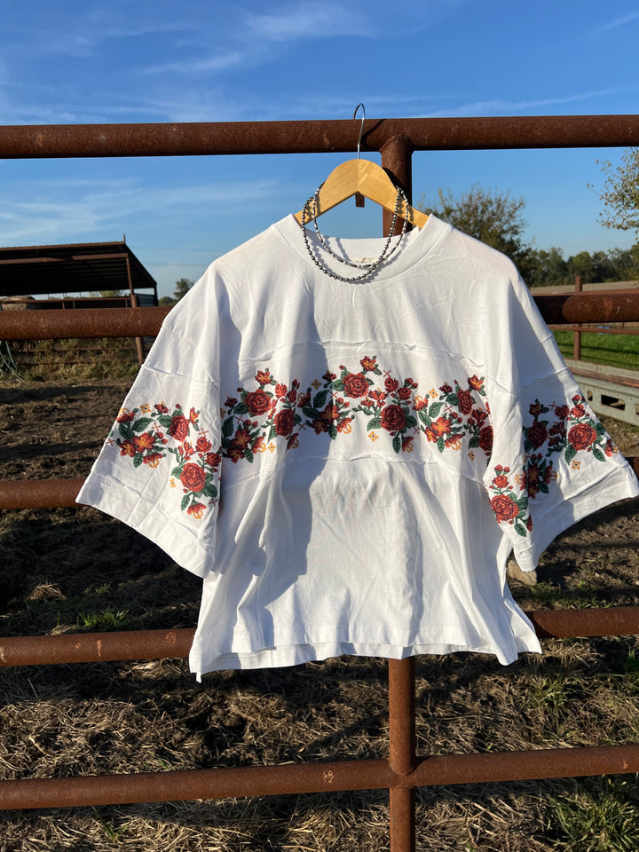 Cross Stitched Rosie Top
