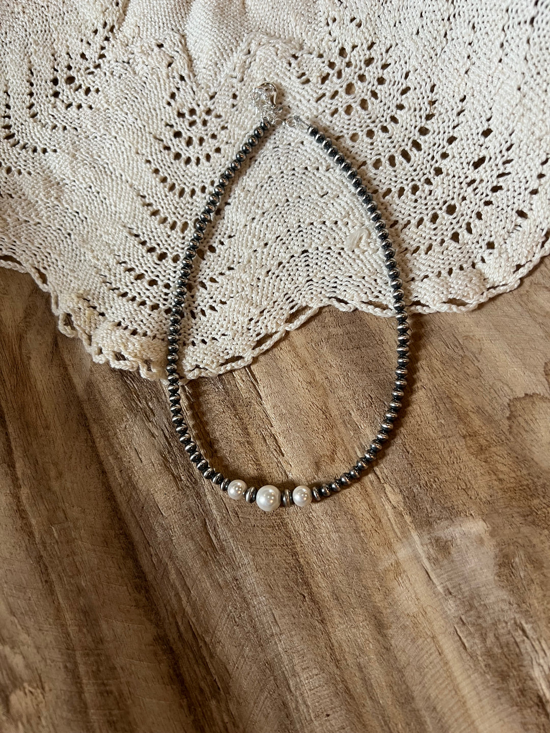 4mm Desert Pearl & Fresh Water Pearl Necklace-14”