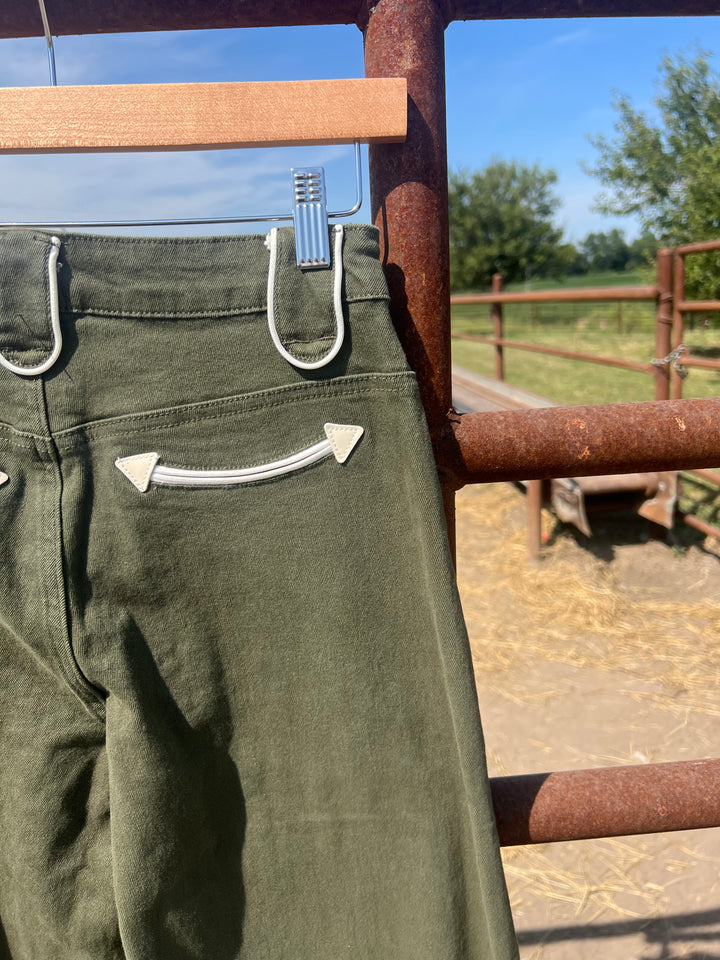 Olive Smiley Wide Leg Jeans