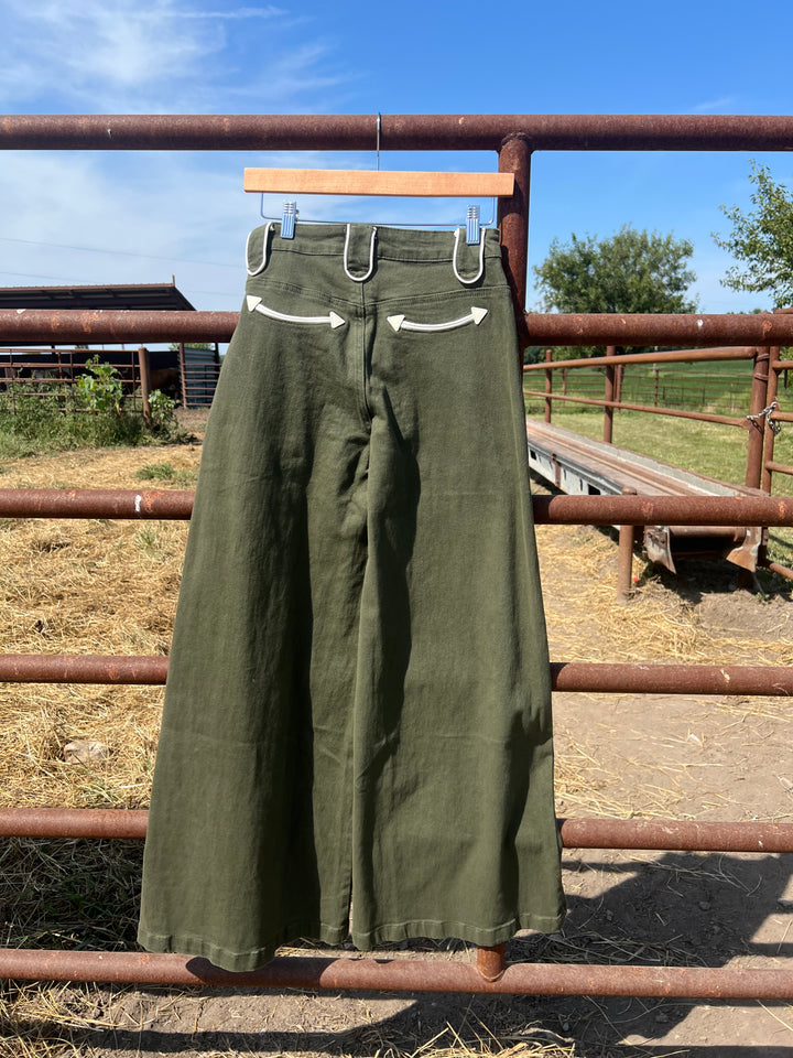 Olive Smiley Wide Leg Jeans