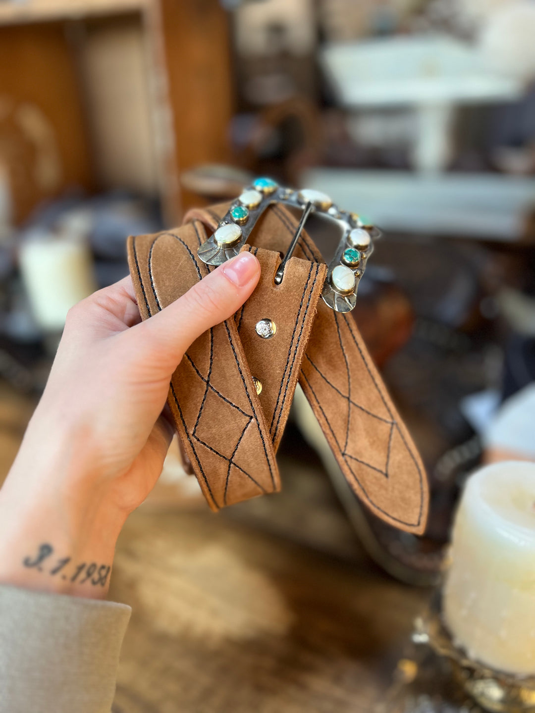 Desert Tan Rough Out Leather Belt