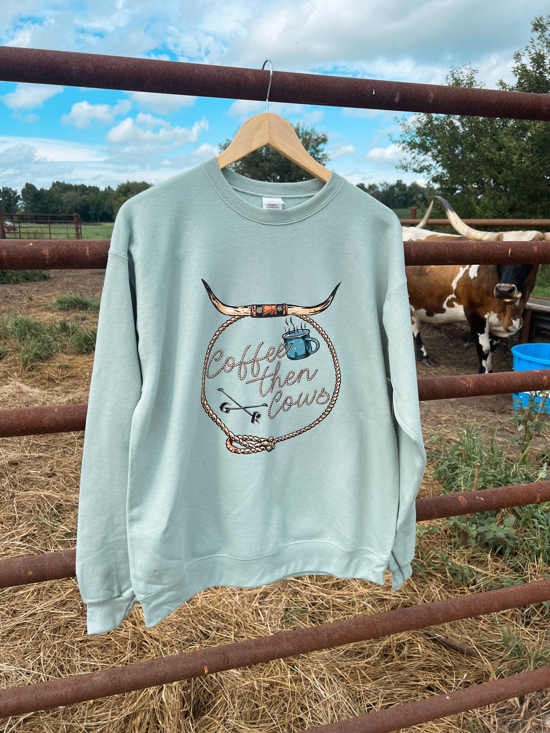 Coffee Then Cows Crewneck{Multiple Colors}