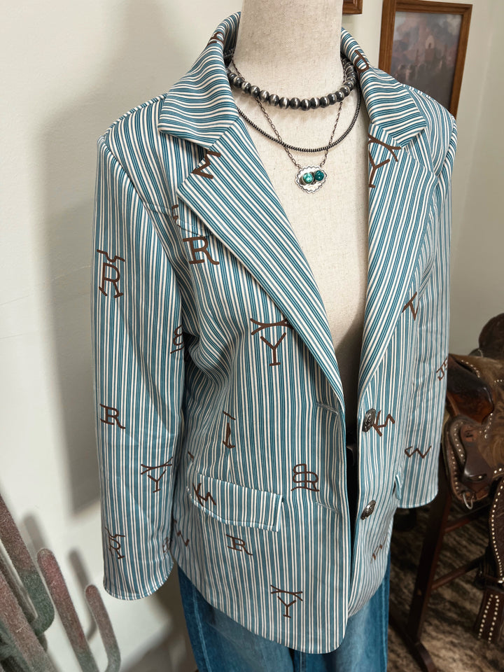 Blue Pinstripe Cattle Brand Blazer