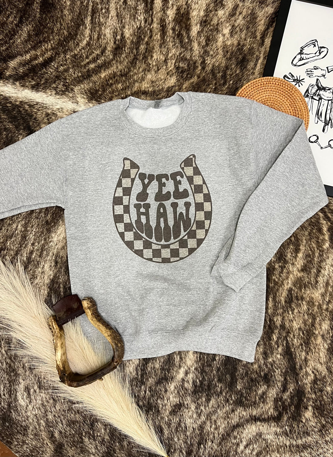 Checker YEE HAW Crewneck
