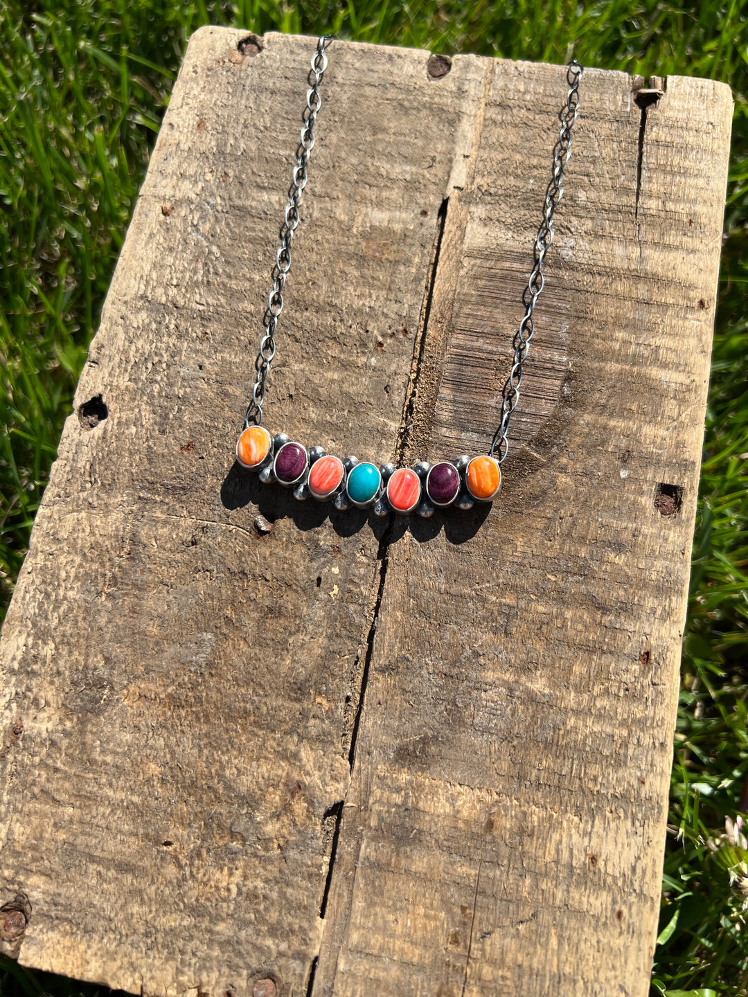 Multi Stone Bar Necklace