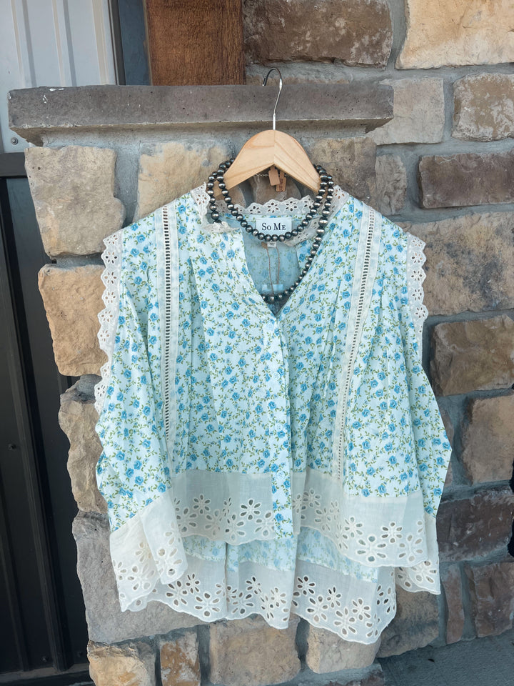 Ditsy Floral Eyelet Tank