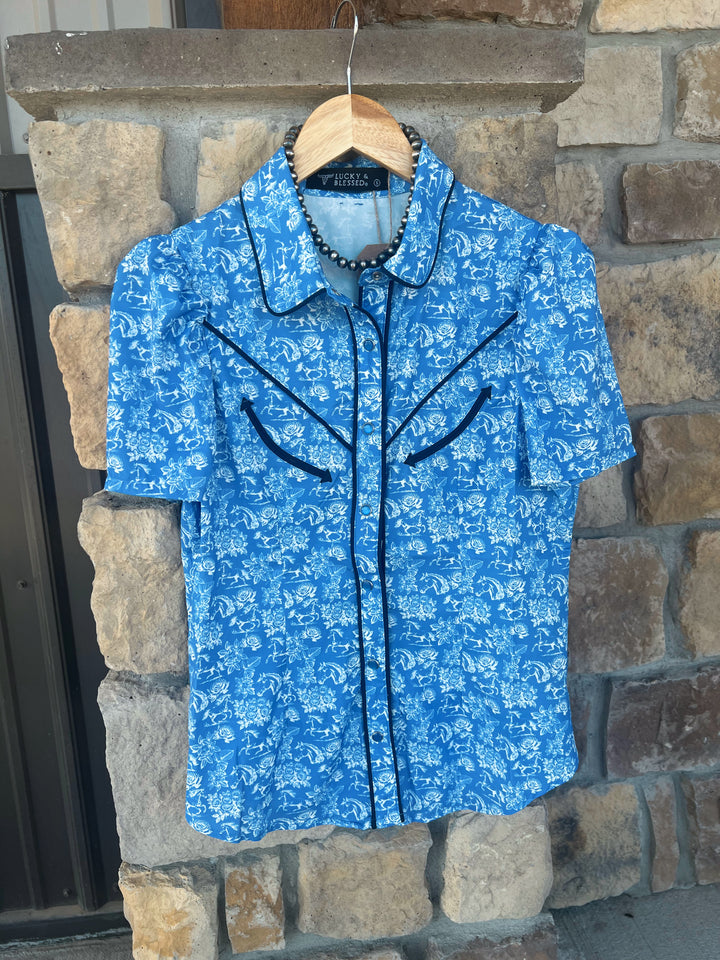 Royal Pony Short Sleeve Button-Up
