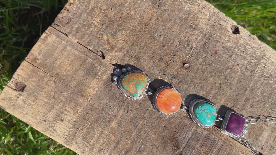 Multi Stone Lariat Necklace