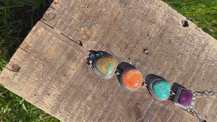 Multi Stone Lariat Necklace