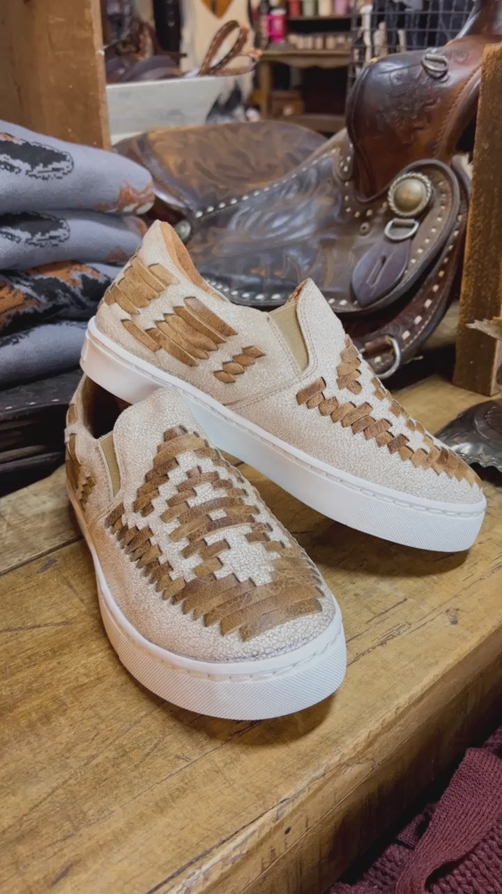 Dakota Leather Weaved Tennis Shoes{SIZE 6 ONLY}