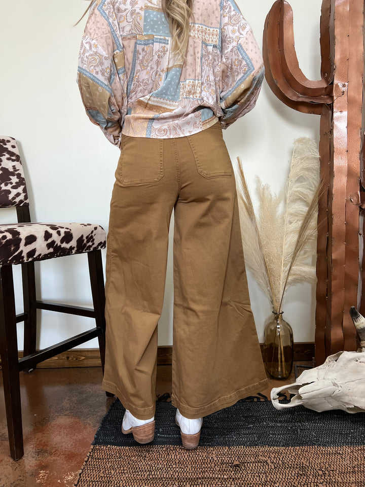 The Phoenix Camel Wide Leg Jeans{MEDIUM ONLY}