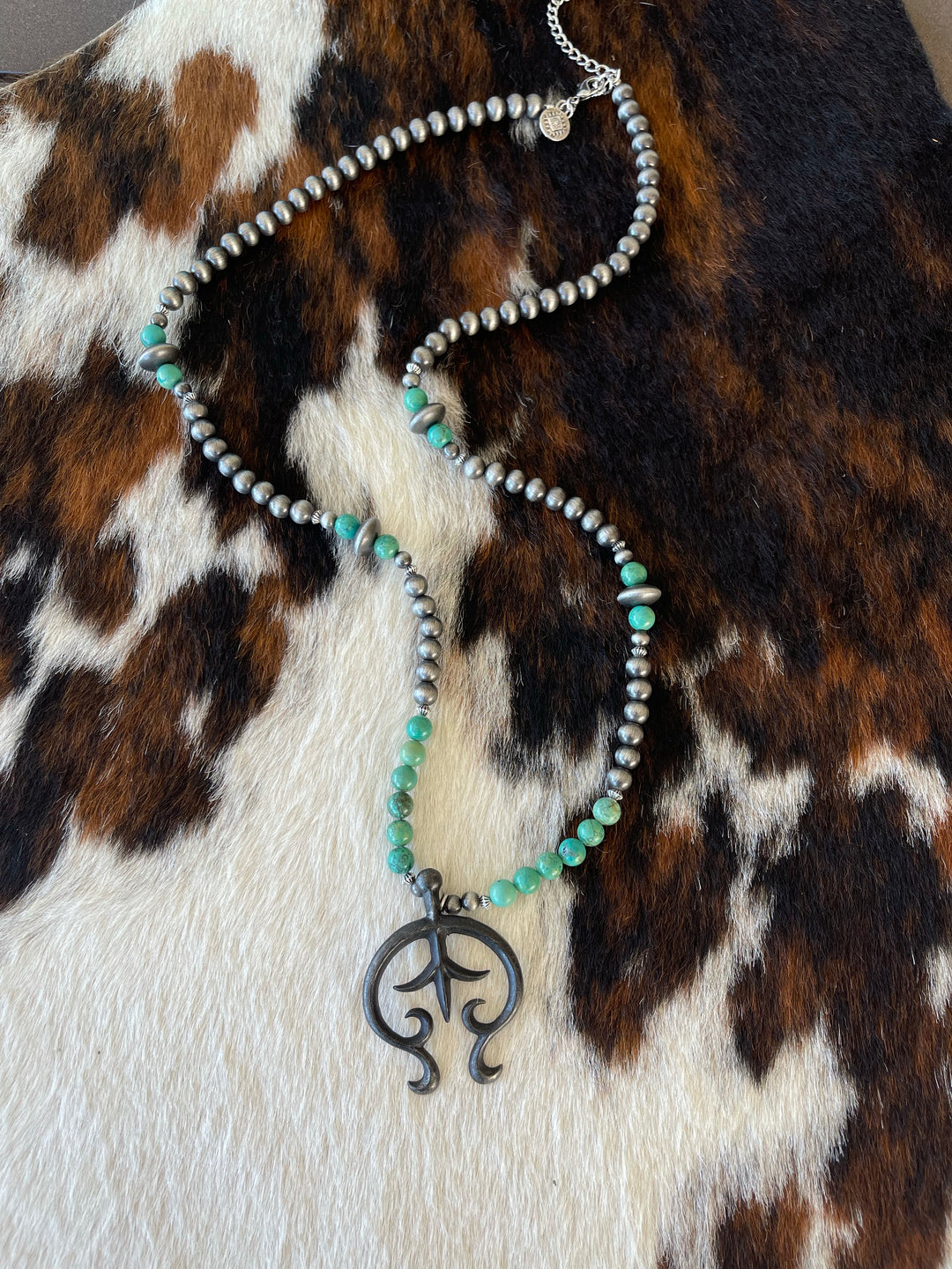 Faux Pearl & Green Turquoise Naja Necklace