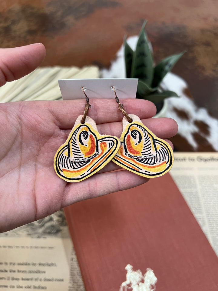 Cowboy Hat Leather XOXO Earrings