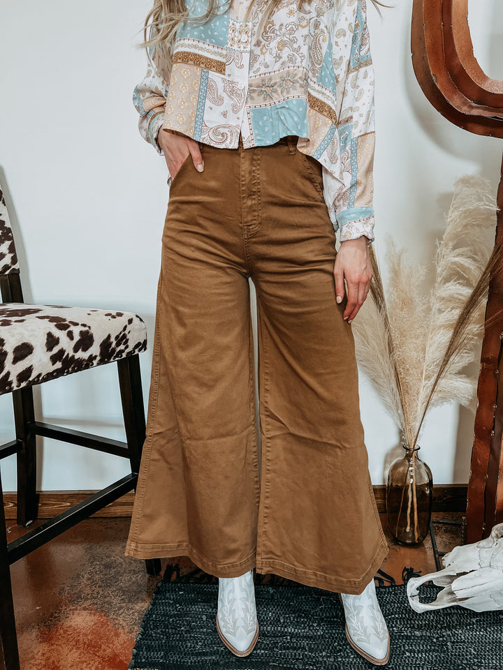 The Phoenix Camel Wide Leg Jeans{MEDIUM ONLY}