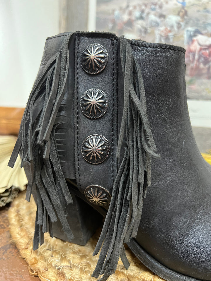 The Toscano Open Toe Liberty Black Booties