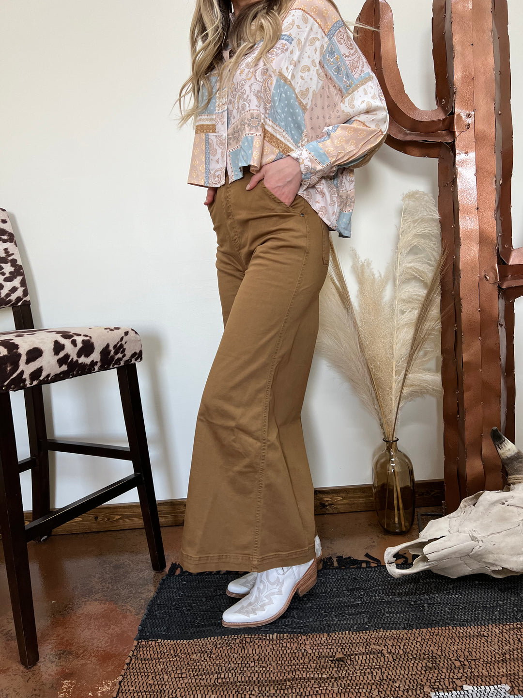 The Phoenix Camel Wide Leg Jeans{MEDIUM ONLY}