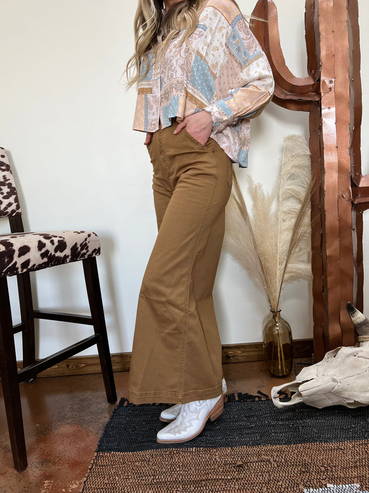 The Phoenix Camel Wide Leg Jeans{MEDIUM ONLY}